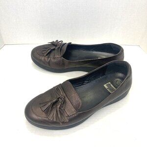 FitFlop Leather Tassel Loafers Shoes Womens Size 11 Brown Comfort Slip On Comfy